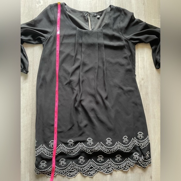 AS U Wish Size L black Embroidered Hem Pleated Front Lined Dress - Picture 4 of 11
